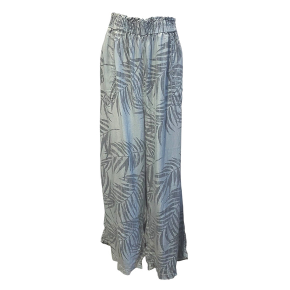 Jane & Delancey Wide Leg Pants Womens 2XL Boho Tropical Chambrayl Resort Casual - Picture 1 of 11